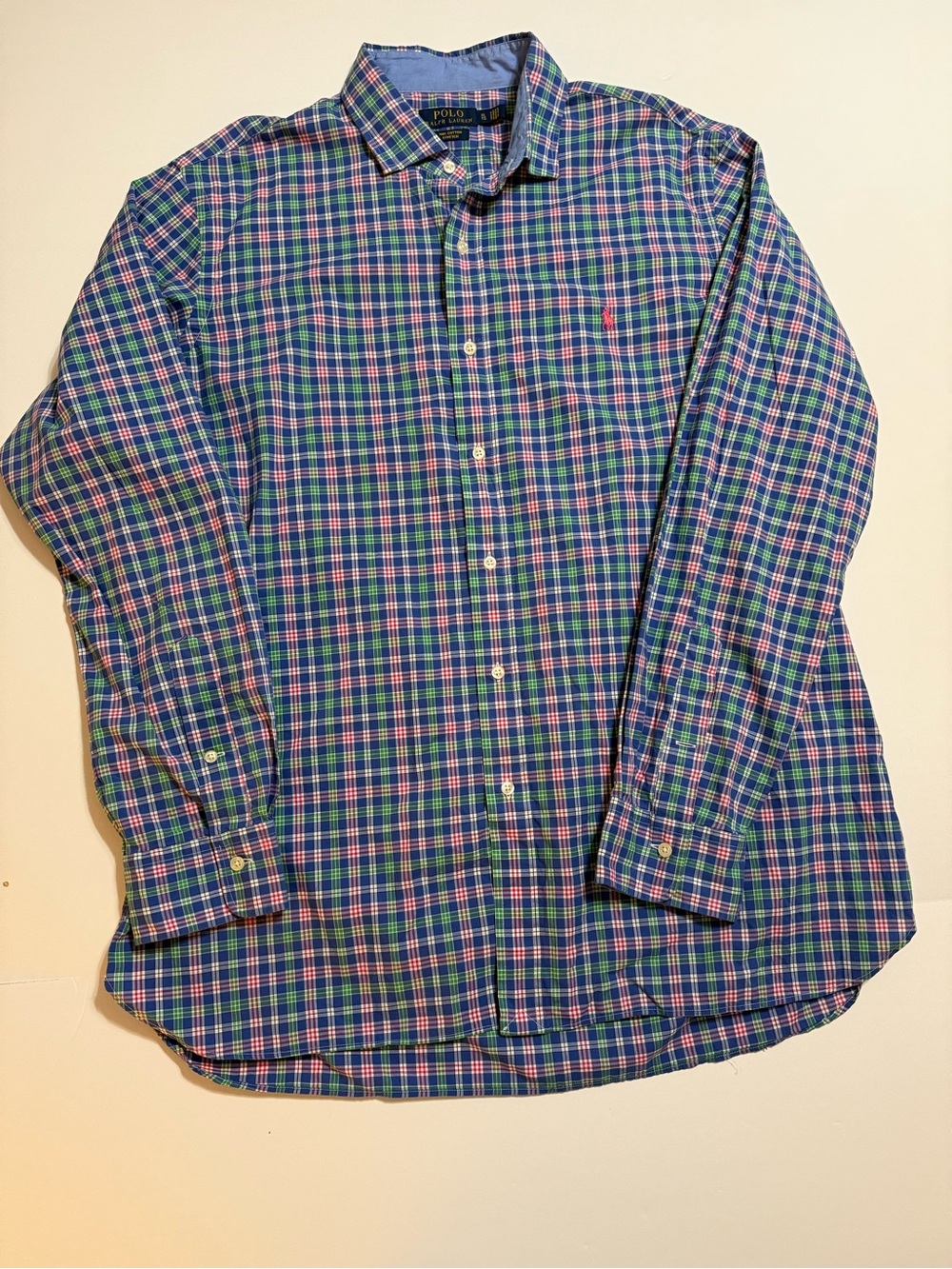 Polo Ralph Lauren 100% Cotton Stretch Long Sleeve Button Up Plaid Shirt Size XL